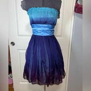 Betsey Johnson Teal Satin Dress with Pink Logo Tag